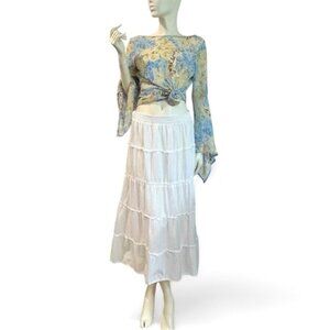 Della Spiga Tiered Cotton Peasant Skirt